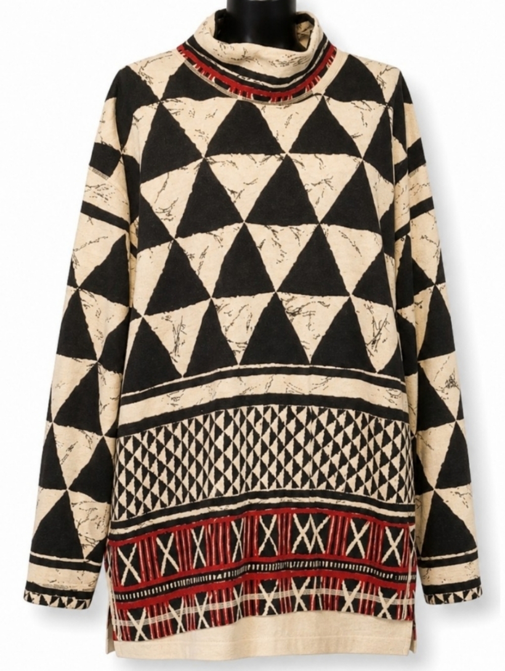 💥Rare Vintage J⭐S Italian Cotton Geometric Art-to-Wear Tunic Sweatshirt - Picture 3 of 15